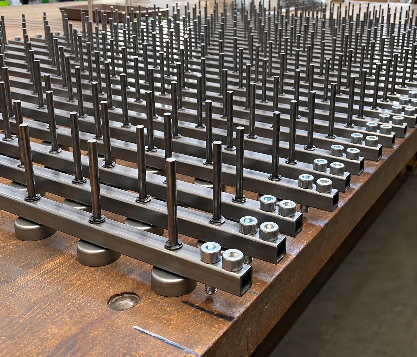 Vista d’insieme delle bilancelle Eptametal disposte in file